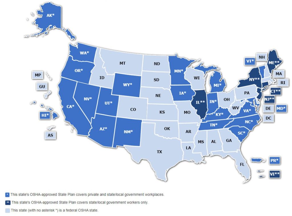 osha usa map